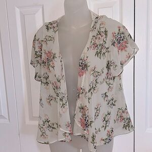 Papaya Cardigan Kimono Sheer Floral Boho Top Blouse Small S